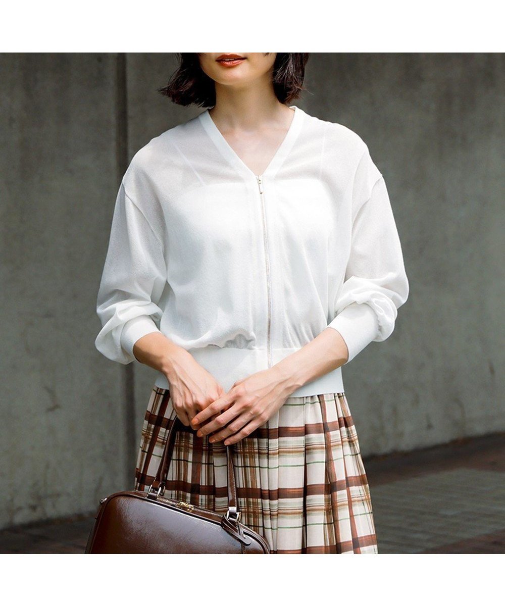 【23区/NIJYUSANKU】の【洗える】ライトシアーニット ブルゾン 人気、トレンドファッション・服の通販 founy(ファニー) 　ファッション　Fashion　レディースファッション　Fashion for Women　アウター　Coat / Outerwear Collection　レディースジャケット・軽アウター　Jackets　ブルゾンジャケット・スポーティアウター　Blouson Jackets　インド　Indian Textile　春　Spring　洗える　Machine Washable　シアー　Sheer, See-Through　ジャケット　Jacket, Outerwear　スリーブ　Sleeve, Long Sleeve / Short Sleeve　ツイスト　Tweed, Tweed Fabric　長袖　Long Sleeve, Full Sleeve　ハーフ　Half, Half-Length　ブラウジング　Blouson Silhouette, Cinched Waist　ブルゾン　Blouson, Bomber Jacket　S/S・春夏　SS, Spring/Summer, Warm Season　おすすめ　Recommended / Our Picks　夏　Summer　エレガント 上品　Elegant　2025年　2025　2025春夏・S/S　Spring/Summer 2025 SS25　 other-1|ID: prp329100004522982 ipo3291000000033396006