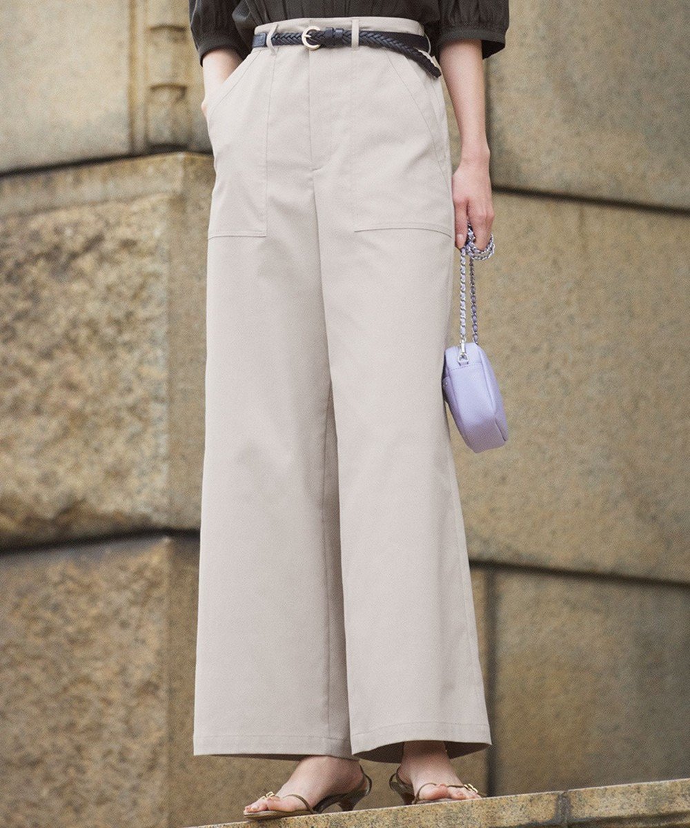 【23区/NIJYUSANKU】の【吸水速乾/UVカット/洗える】ボディシェルドライオックス ベイカー パンツ インテリア・キッズ・メンズ・レディースファッション・服の通販 founy(ファニー) 　ファッション　Fashion　レディースファッション　Fashion for Women　パンツ　Pants & Trousers　オックス　Oxford Fabric　オレンジ　Orange　春　Spring　洗える　Machine Washable　ギャザー　Gathered, Ruffled　吸水　Absorbent, Quick-Dry　シンプル　Simple, Minimal　人気　Popular, Best Seller　フロント　Front, Front Design　ボトム　Bottoms, Lower Wear　ポケット　Pocket, Pocket Detail　ワイド　Wide, Wide Fit　S/S・春夏　SS, Spring/Summer, Warm Season　夏　Summer　エレガント 上品　Elegant　2025年　2025　2025春夏・S/S　Spring/Summer 2025 SS25　ベージュ系|ID: prp329100004522996 ipo3291000000033569061