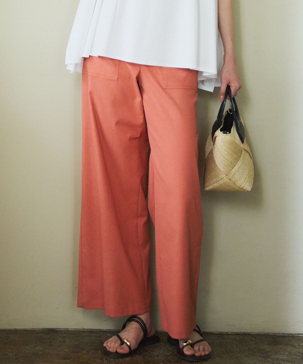 【23区/NIJYUSANKU】の【吸水速乾/UVカット/洗える】ボディシェルドライオックス ベイカー パンツ インテリア・キッズ・メンズ・レディースファッション・服の通販 founy(ファニー) 　ファッション　Fashion　レディースファッション　Fashion for Women　パンツ　Pants & Trousers　オックス　Oxford Fabric　オレンジ　Orange　春　Spring　洗える　Machine Washable　ギャザー　Gathered, Ruffled　吸水　Absorbent, Quick-Dry　シンプル　Simple, Minimal　人気　Popular, Best Seller　フロント　Front, Front Design　ボトム　Bottoms, Lower Wear　ポケット　Pocket, Pocket Detail　ワイド　Wide, Wide Fit　S/S・春夏　SS, Spring/Summer, Warm Season　夏　Summer　エレガント 上品　Elegant　2025年　2025　2025春夏・S/S　Spring/Summer 2025 SS25　ライトオレンジ系|ID: prp329100004522996 ipo3291000000033569062
