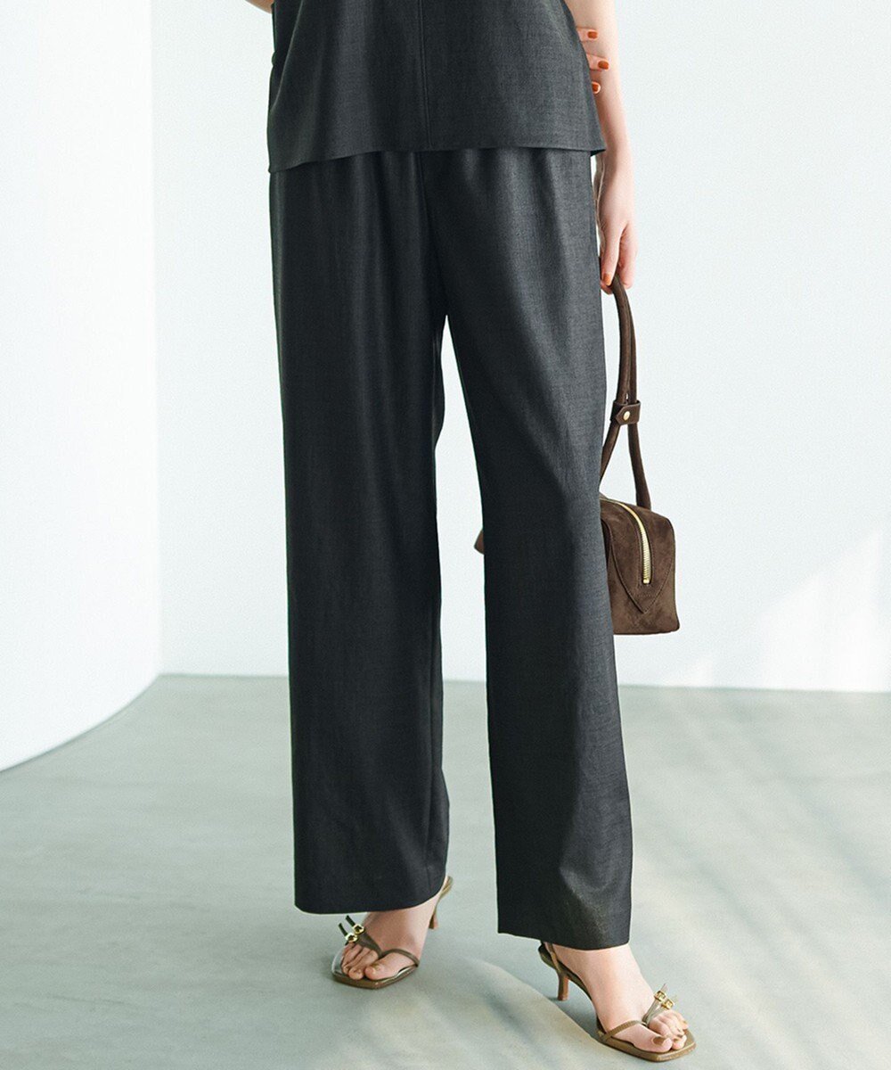 【23区/NIJYUSANKU】の【洗える】トリアセスラブストレッチ ワイド パンツ インテリア・キッズ・メンズ・レディースファッション・服の通販 founy(ファニー) 　ファッション　Fashion　レディースファッション　Fashion for Women　パンツ　Pants & Trousers　春　Spring　洗える　Machine Washable　ストレッチ　Stretch, Stretchy Fabric　セットアップ　Set-Up, Coordinated Outfit　リネン　Linen, Linen Fabric　ワイド　Wide, Wide Fit　S/S・春夏　SS, Spring/Summer, Warm Season　おすすめ　Recommended / Our Picks　夏　Summer　2025年　2025　2025-2026秋冬・A/W　Autumn/Winter 2025–26 AW25–26　ブラック系|ID: prp329100004523004 ipo3291000000035636043