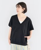 【グリーンパークス/Green Parks】の深Vネックミニ裏毛フレンチスリーブプルオーバー Black|ID: prp329100004523006 ipo3291000000032429714