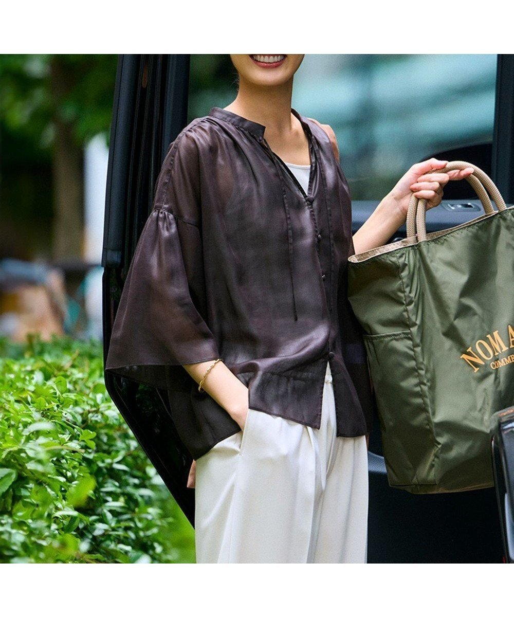 【23区/NIJYUSANKU】の【洗える】ソフトシアーフィルム ギャザー ブラウス 人気、トレンドファッション・服の通販 founy(ファニー) 　ファッション　Fashion　レディースファッション　Fashion for Women　トップス・カットソー　Cut & Sew Tops　シャツ・ブラウス・オフィスカジュアル　Elegant Blouses & Button-Ups　2025年　2025　2025春夏・S/S　Spring/Summer 2025 SS25　オレンジ　Orange　オーガンジー　Organza Fabric　ギャザー　Gathered, Ruffled　トレンド　Trend, Trending Now　リボン　Ribbon, Bow　エレガント 上品　Elegant　夏　Summer　春　Spring　S/S・春夏　SS, Spring/Summer, Warm Season　洗える　Machine Washable　羽織　Haori, Light Jacket　 other-1|ID: prp329100004523016 ipo3291000000033564850