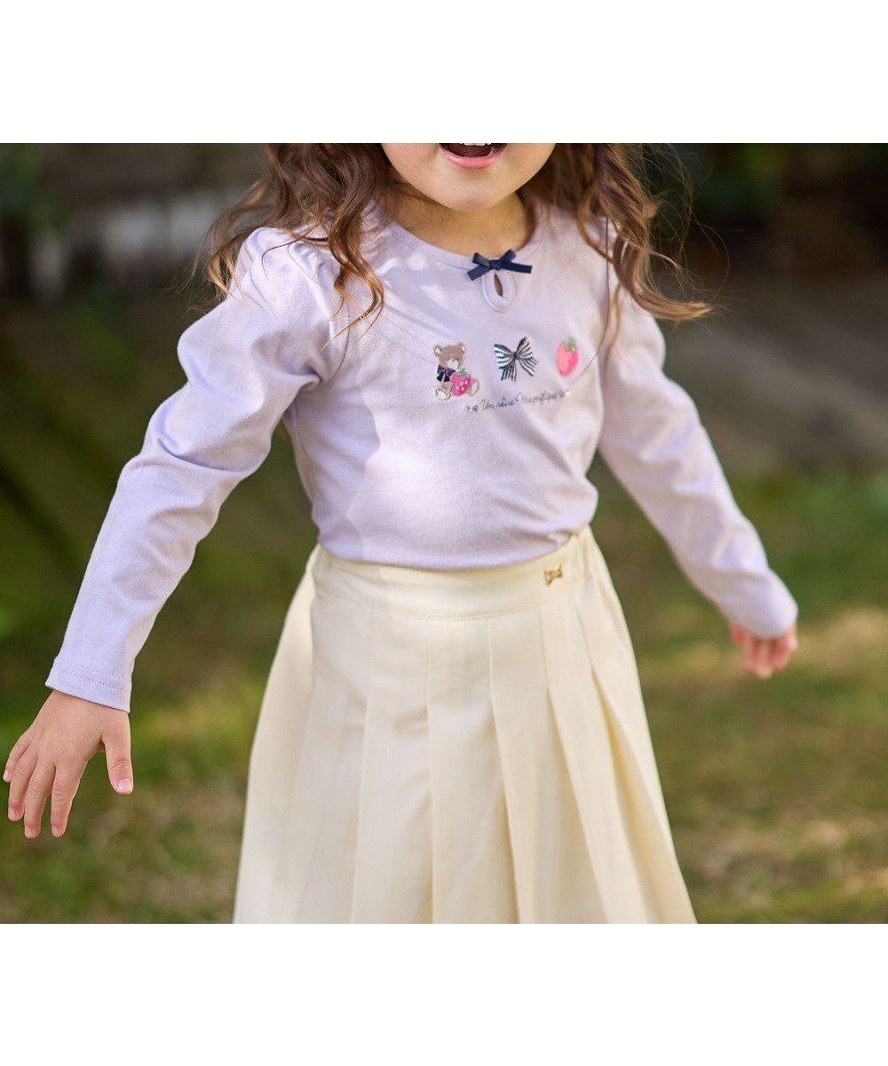 【エニファム/any FAM / KIDS】のテディベリー刺繍 長袖Tシャツ インテリア・キッズ・メンズ・レディースファッション・服の通販 founy(ファニー) 　ファッション　Fashion　キッズファッション　KIDS Children’s Clothing　トップス・カットソー　Tops/Tees/Kids　カットソー　Cut And Sew　フロント　Front　ポケット　Pocket　ワンポイント　One Point　夏　Summer　春　Spring　S/S・春夏　Ss・Spring/Summer　長袖　Long Sleeve　ラベンダー|ID: prp329100004523845 ipo3291000000032562830