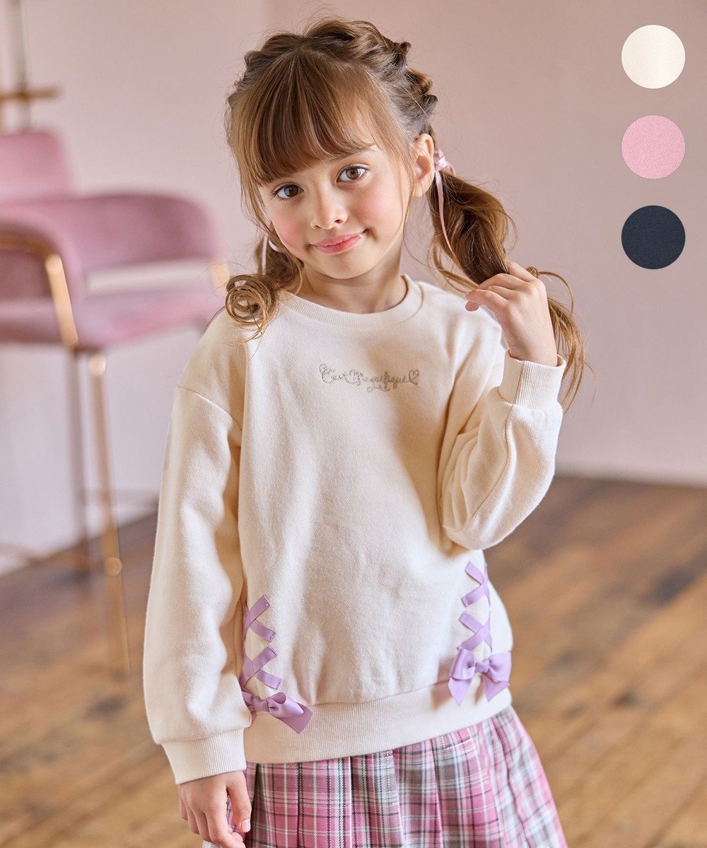 【エニファム/any FAM / KIDS】の裾レースアップトレーナー 人気、トレンドファッション・服の通販 founy(ファニー) 　ファッション　Fashion　キッズファッション　KIDS　トップス・カットソー　Tops/Tees/Kids　秋　Autumn/Fall　ガーリー　Girly　スウェット　Sweat　定番　Standard　ポケット　Pocket　リボン　Ribbon　レース　Race　A/W・秋冬　Aw・Autumn/Winter・Fw・Fall-Winter　 other-1|ID: prp329100004523847 ipo3291000000032086598