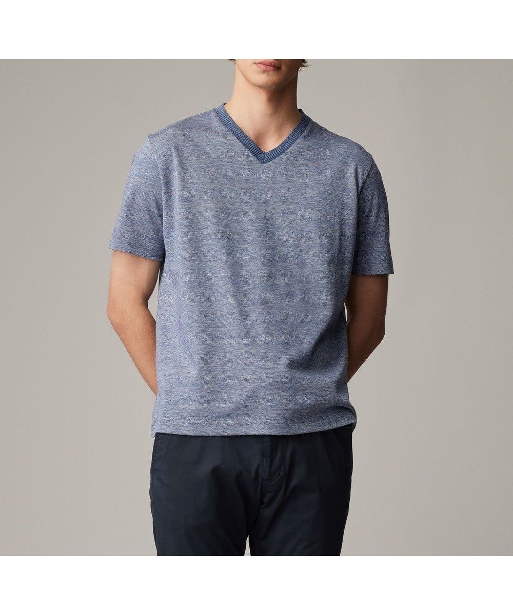 【ジョセフ アブード/JOSEPH ABBOUD / MEN】の【リネン素材/吸水速乾/日本素材】リネンハニカム Vネック Tシャツ インテリア・キッズ・メンズ・レディースファッション・服の通販 founy(ファニー) 　ファッション　Fashion　メンズファッション　Men's Style Online　トップス・カットソー　Tops/Tshirt/Men　シャツ　Shirts　インナー　Inner　カットソー　Cut And Sew　ジャケット　Jacket　フランス　France　メランジ　Melange　リネン　Linen　エレガント 上品　Elegant　今季　This Season　吸水　Water Absorption　夏　Summer　春　Spring　S/S・春夏　Ss・Spring/Summer　サックスブルー系|ID: prp329100004523889 ipo3291000000032634984