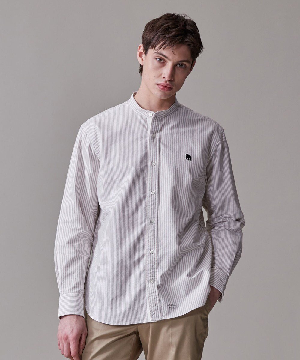 【ジェイ プレス/J.PRESS / MEN】の【IVY COLLECTION】【毎シーズン大好評】バックブル ロンストクレイジーパターン バンドカラーシャツ インテリア・キッズ・メンズ・レディースファッション・服の通販 founy(ファニー) ファッション Fashion メンズファッション Fashion for Men トップス・カットソー Cut & Sew Tops メンズシャツ Shirts 洗える Machine Washable スリット Slit, Slit Detail バランス Balance, Style Balance パイピング Piping, Trim Design A/W・秋冬 Autumn/Winter S/S・春夏 SS, Spring/Summer, Warm Season 夏 Summer ベージュ系1|ID: prp329100004523891 ipo3291000000034364773