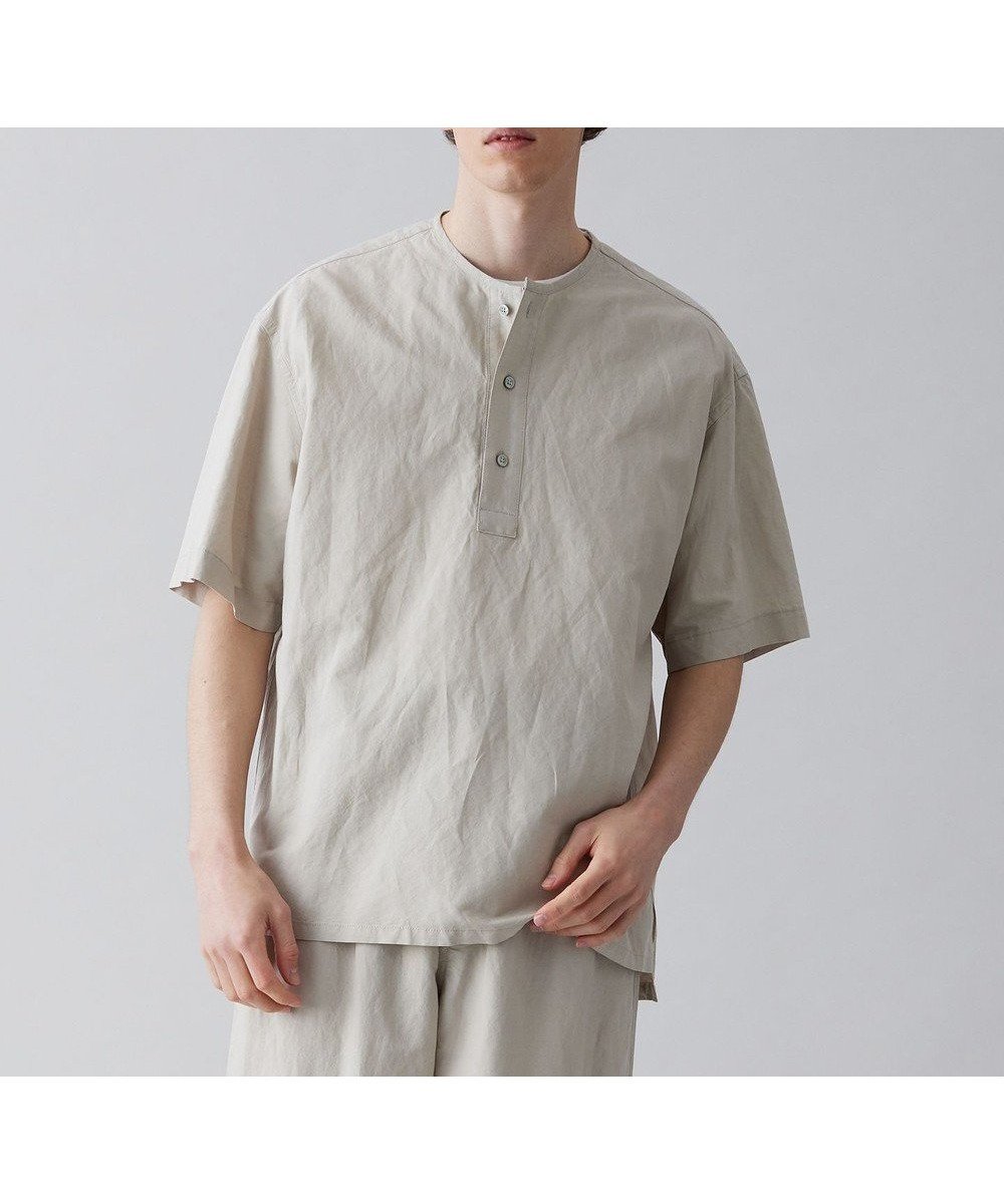 【アンフィーロ/UNFILO / MEN】のライトリネン ヘンリーネックシャツ 23年春夏商品 インテリア・キッズ・メンズ・レディースファッション・服の通販 founy(ファニー) 　ファッション　Fashion　メンズファッション　MEN　トップス・カットソー　Tops/Tshirt/Men　シャツ　Shirts　トレンド　Trend　リネン　Linen　夏　Summer　春　Spring　S/S・春夏　Ss・Spring/Summer　グレージュ|ID: prp329100004523893 ipo3291000000032001003