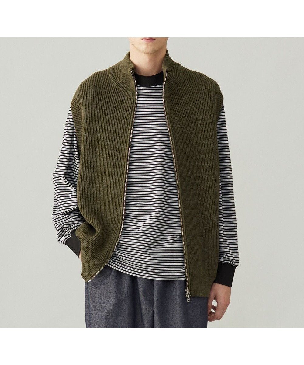【アンフィーロ/UNFILO / MEN】のスウェットライク ジップベスト 24年秋冬商品 インテリア・キッズ・メンズ・レディースファッション・服の通販 founy(ファニー) 　ファッション　Fashion　メンズファッション　Fashion for Men　トップス・カットソー　Cut & Sew Tops　ベスト・ジレ　Vests & Gilets　ウォッシャブル　Machine Washable　カットソー　Cut and Sewn Top　ショート　Short, Short Length　トレンド　Trend, Trending Now　ベスト　Vest, Waistcoat　畦　Ribbed Knit　A/W・秋冬　Autumn/Winter　カーキ|ID: prp329100004523900 ipo3291000000032695434
