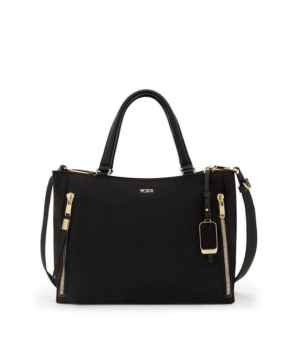 【トゥミ/TUMI】のトートバッグ レディス VOYAGEUR 「ヴァレッタ」ミディアム・トート インテリア・キッズ・メンズ・レディースファッション・服の通販 founy(ファニー) 　ファッション　Fashion　レディースファッション　WOMEN　バッグ　Bag　アクセサリー　Accessories　軽量　Lightweight　スタイリッシュ　Stylish　雑誌　Magazine　チャーム　Charm　トラベル　Travel　フロント　Front　ポケット　Pocket　マグネット　Magnet　ループ　Loop　ビジネス 仕事 通勤　Business　BLACK/GOLD|ID: prp329100004523913 ipo3291000000032001104