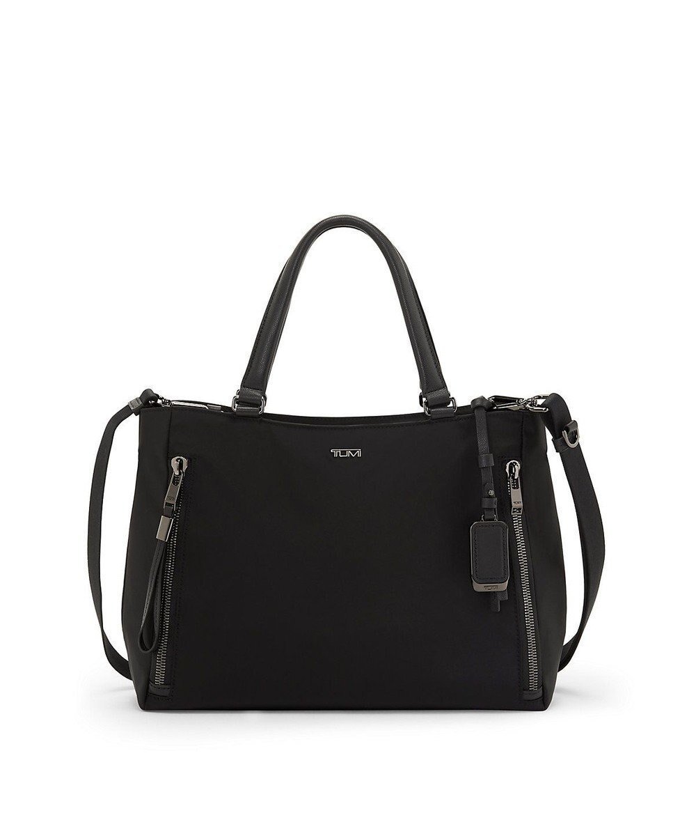 【トゥミ/TUMI】のトートバッグ レディス VOYAGEUR 「ヴァレッタ」ミディアム・トート インテリア・キッズ・メンズ・レディースファッション・服の通販 founy(ファニー) 　ファッション　Fashion　レディースファッション　WOMEN　バッグ　Bag　アクセサリー　Accessories　軽量　Lightweight　スタイリッシュ　Stylish　雑誌　Magazine　チャーム　Charm　トラベル　Travel　フロント　Front　ポケット　Pocket　マグネット　Magnet　ループ　Loop　ビジネス 仕事 通勤　Business　BLACK/GUNMETAL|ID: prp329100004523913 ipo3291000000032001106