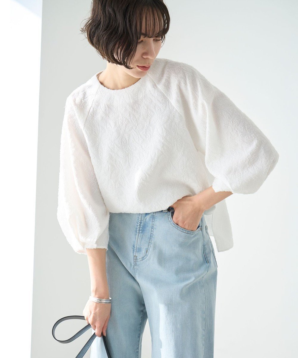 【アンフィーロ 自由区/UNFILO】の【洗える】カットジャガードブラウス 人気、トレンドファッション・服の通販 founy(ファニー) 　ファッション　Fashion　レディースファッション　WOMEN　トップス・カットソー　Tops/Tshirt　シャツ/ブラウス　Shirts/Blouses　カットジャガード　Cut Jacquard　ボトム　Bottom　エレガント 上品　Elegant　再入荷　Restock/Back In Stock/Re Arrival　夏　Summer　春　Spring　S/S・春夏　Ss・Spring/Summer　洗える　Washable　 other-1|ID: prp329100004523920 ipo3291000000032001142