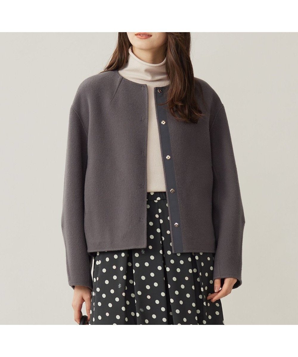 【自由区/JIYU-KU】のライトリバーノーカラー ジャケット インテリア・キッズ・メンズ・レディースファッション・服の通販 founy(ファニー) 　ファッション　Fashion　レディースファッション　WOMEN　アウター　Coat Outerwear　ジャケット　Jackets　ノーカラージャケット　No Collar Leather Jackets　インナー　Inner　ショート　Short　シンプル　Simple　ジャケット　Jacket　バランス　Balance　フォルム　Form　モダン　Modern　再入荷　Restock/Back In Stock/Re Arrival　A/W・秋冬　Aw・Autumn/Winter・Fw・Fall-Winter　軽量　Lightweight　スレート|ID: prp329100004523929 ipo3291000000032001212
