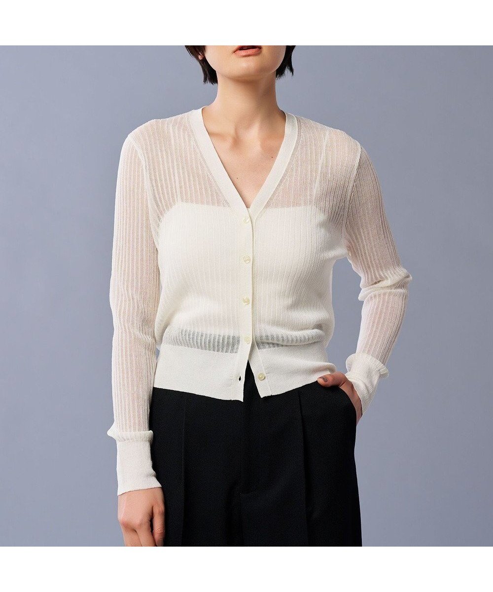 【アンクレイヴ/uncrave】の【手洗い可】シアー リブ ニット カーディガン(uncrave STANDARD) 人気、トレンドファッション・服の通販 founy(ファニー) 　ファッション　Fashion　レディースファッション　WOMEN　トップス・カットソー　Tops/Tshirt　ニット　Knit Tops　カーディガン　Cardigans　カーディガン　Cardigan　シアー　Sheer　ノースリーブ　No Sleeve　フィット　Fit　ワイドリブ　Wide Rib　A/W・秋冬　Aw・Autumn/Winter・Fw・Fall-Winter　S/S・春夏　Ss・Spring/Summer　夏　Summer　 other-1|ID: prp329100004523946 ipo3291000000032001331