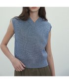 【ベイジ,/BEIGE,】の【洗える・eclat 5月号掲載】VANDA / ラメ入りVネックノースリーブニット Sax|ID: prp329100004523972 ipo3291000000032001447