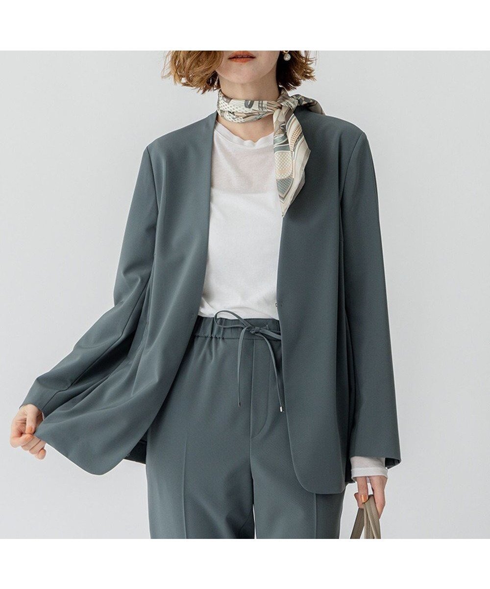 【23区/NIJYUSANKU】の【セットアップ対応/洗える】2WAYストレッチツイル ジャケット インテリア・キッズ・メンズ・レディースファッション・服の通販 founy(ファニー) 　ファッション　Fashion　レディースファッション　WOMEN　アウター　Coat Outerwear　ジャケット　Jackets　ノーカラージャケット　No Collar Leather Jackets　インナー　Inner　春　Spring　洗える　Washable　ジャケット　Jacket　ストレッチ　Stretch　セットアップ　Set Up　バランス　Balance　ワイド　Wide　S/S・春夏　Ss・Spring/Summer　おすすめ　Recommend　夏　Summer　エレガント 上品　Elegant　ビジネス 仕事 通勤　Business　2025年　2025　2025春夏・S/S　Ss,Spring/Summer,2025　モスグリーン系|ID: prp329100004523982 ipo3291000000032001479