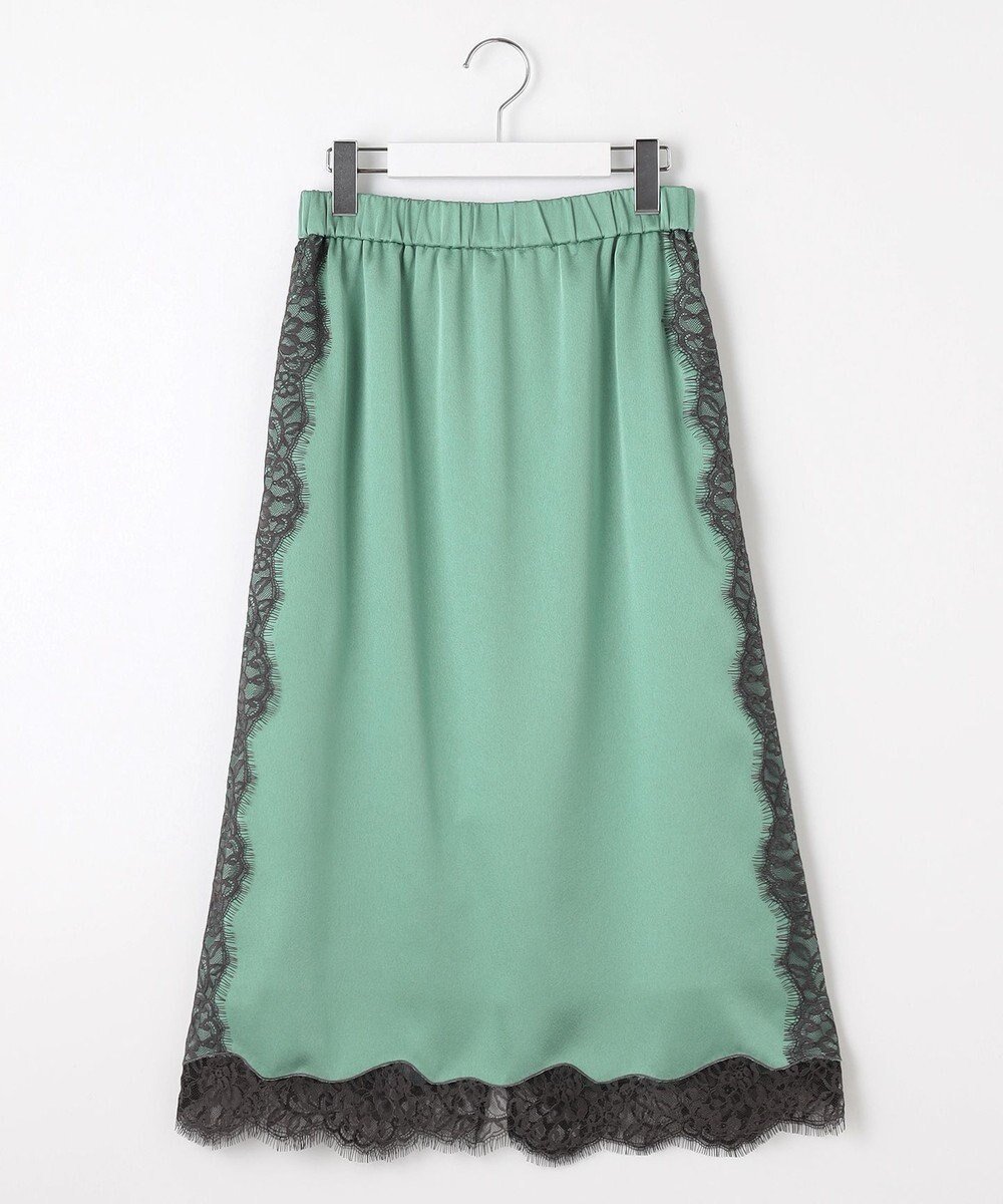 【自由区/JIYU-KU】の【洗える】サテンレース スカート インテリア・キッズ・メンズ・レディースファッション・服の通販 founy(ファニー) ファッション Fashion レディースファッション Fashion for Women スカート Skirts エレガント 上品 Elegant サテン Satin, Glossy Fabric スカラップ Scallop, Scalloped Edge ストレッチ Stretch, Stretchy Fabric フラワー Flower, Floral モチーフ Motif, Design Theme レース Lace, Lace Fabric 夏 Summer 春 Spring S/S・春夏 SS, Spring/Summer, Warm Season 洗える Machine Washable フロスティグリーン×バーント|ID: prp329100004524005 ipo3291000000033832824