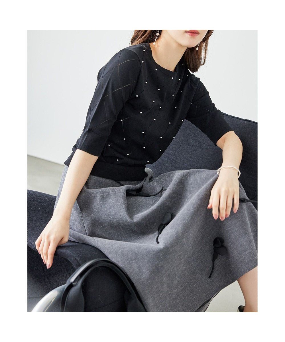 【トッカ/TOCCA】の【洗える】SPRINGTIME KNIT ニットプルオーバー インテリア・キッズ・メンズ・レディースファッション・服の通販 founy(ファニー) 　ファッション　Fashion　レディースファッション　WOMEN　トップス・カットソー　Tops/Tshirt　ニット　Knit Tops　プルオーバー　Pullover　2025年　2025　2025春夏・S/S　Ss,Spring/Summer,2025　スプリング　Spring　セーター　Sweater　夏　Summer　春　Spring　S/S・春夏　Ss・Spring/Summer　洗える　Washable　ブラック|ID: prp329100004524008 ipo3291000000032001574