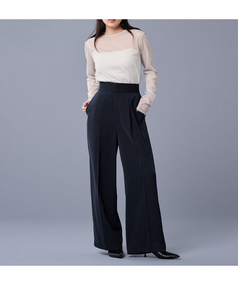 【アンクレイヴ/uncrave】の【洗濯機洗い可】マット サテン ワイドパンツ(uncrave STANDARD) インテリア・キッズ・メンズ・レディースファッション・服の通販 founy(ファニー) 　ファッション　Fashion　レディースファッション　Fashion for Women　パンツ　Pants & Trousers　サテン　Satin, Glossy Fabric　ストレッチ　Stretch, Stretchy Fabric　センター　Center, Center Line　ドレープ　Drape, Draping Fabric　フレア　Flare, Flared　ワイド　Wide, Wide Fit　A/W・秋冬　Autumn/Winter　S/S・春夏　SS, Spring/Summer, Warm Season　夏　Summer　ネイビー|ID: prp329100004524011 ipo3291000000033714895