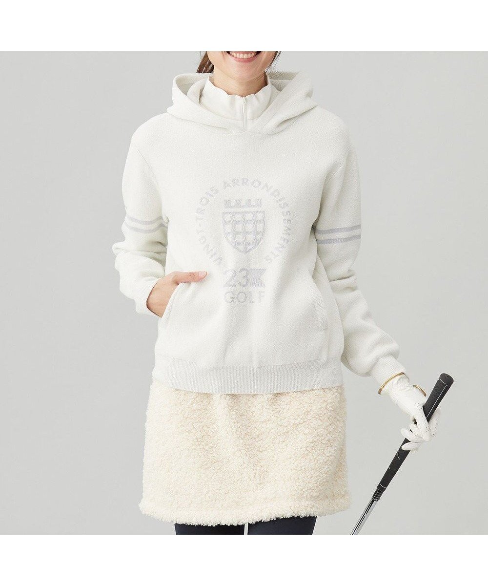 【23区 ゴルフ/NIJYUSANKU GOLF】の【WOMEN】【ストレッチ性】フロントロゴ フーディー 日常使いにぴったりな軽やかな1着 人気、トレンドファッション・服の通販 founy(ファニー) 　ファッション　Fashion　レディースファッション　WOMEN　トップス・カットソー　Tops/Tshirt　ニット　Knit Tops　インナー　Inner　ゴルフ　Golf　ストレッチ　Stretch　セーター　Sweater　フロント　Front　ポロシャツ　Polo Shirt　モチーフ　Motif　モックネック　Mock Neck　A/W・秋冬　Aw・Autumn/Winter・Fw・Fall-Winter　 other-1|ID: prp329100004524020 ipo3291000000032001618
