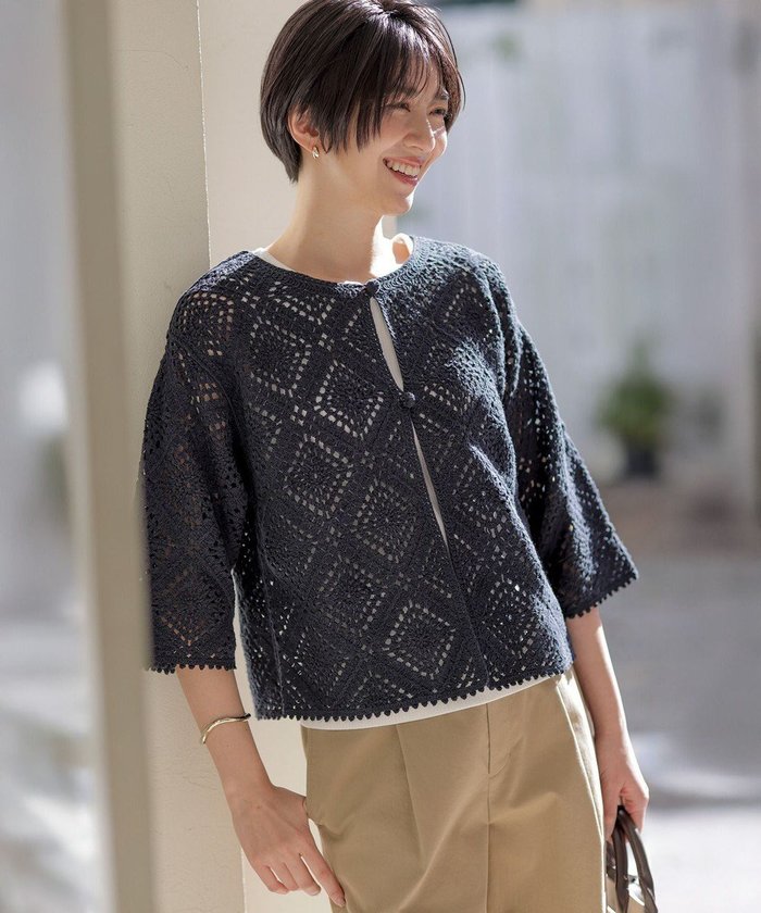 【ジェイ プレス/J.PRESS】の【洗える】クロッシェ ニット インテリア・キッズ・メンズ・レディースファッション・服の通販 founy(ファニー) https://founy.com/ ファッション Fashion レディースファッション Fashion for Women トップス・カットソー Cut & Sew Tops ニット Knit Tops & Sweaters アクリル Acrylic Material ショート Short, Short Length セーター Sweater, Knitwear バランス Balance, Style Balance ボレロ Bolero, Short Cardigan ワイド Wide, Wide Fit 夏 Summer 春 Spring S/S・春夏 SS, Spring/Summer, Warm Season 洗える Machine Washable |ID: prp329100004524022 ipo3291000000032657047