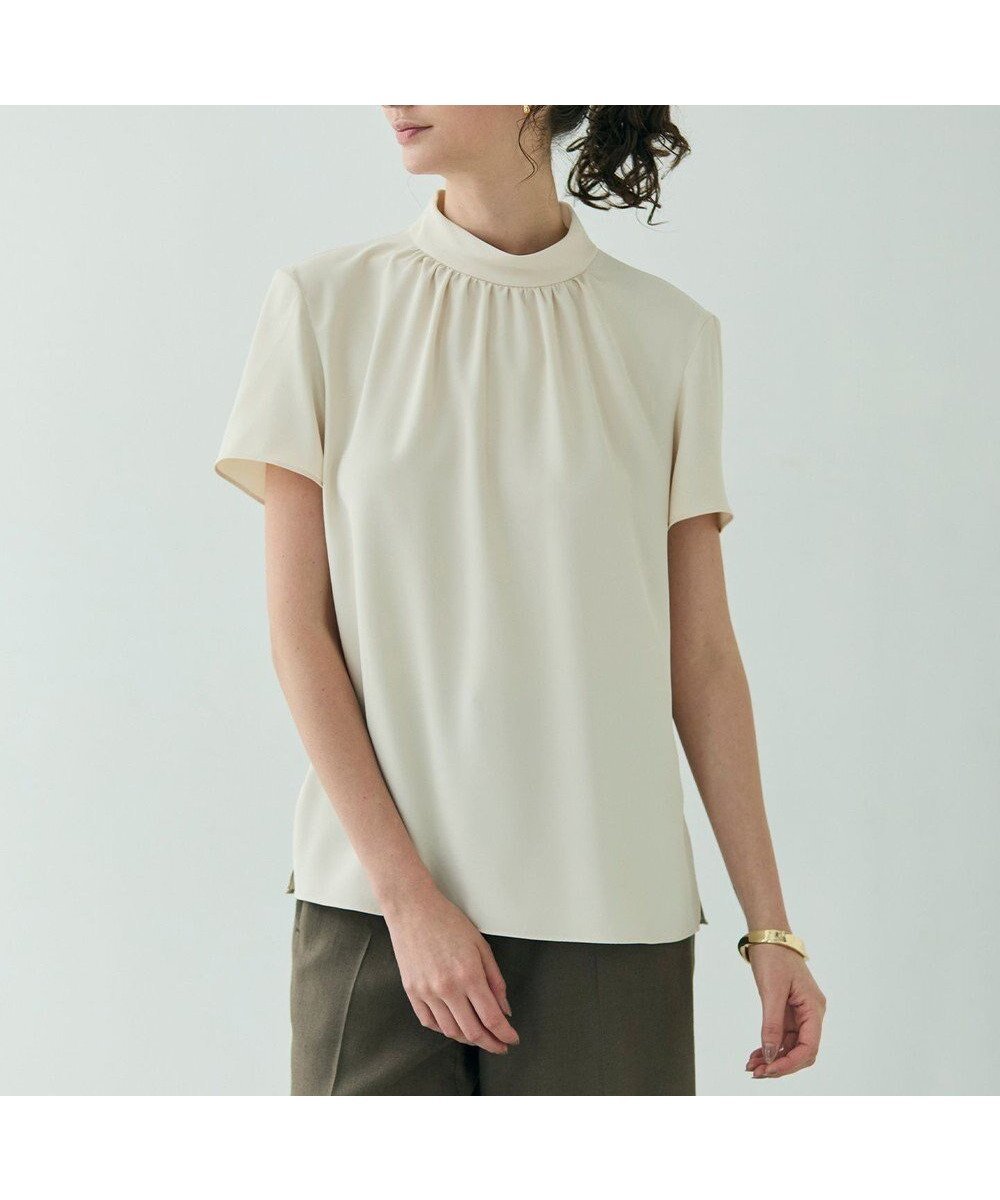 【ベイジ,/BEIGE,】の【洗える】EVA / ハイネックハーフスリーブブラウス インテリア・キッズ・メンズ・レディースファッション・服の通販 founy(ファニー) 　ファッション　Fashion　レディースファッション　WOMEN　トップス・カットソー　Tops/Tshirt　シャツ/ブラウス　Shirts/Blouses　とろみ　Thickness　インナー　Inner　ギャザー　Gather　ジョーゼット　Georgette　ストレッチ　Stretch　セレモニー　Ceremony　ハイネック　High Neck　エレガント 上品　Elegant　今季　This Season　ビジネス 仕事 通勤　Business　半袖　Short Sleeve　夏　Summer　定番　Standard　S/S・春夏　Ss・Spring/Summer　洗える　Washable　A/W・秋冬　Aw・Autumn/Winter・Fw・Fall-Winter　Sheer Orange|ID: prp329100004524059 ipo3291000000032001766