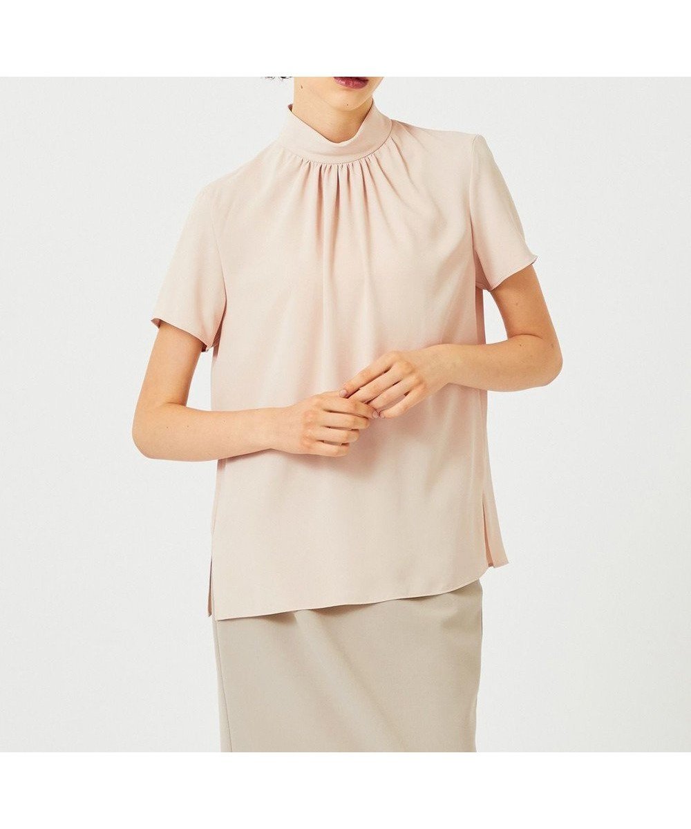 【ベイジ,/BEIGE,】の【洗える】EVA / ハイネックハーフスリーブブラウス インテリア・キッズ・メンズ・レディースファッション・服の通販 founy(ファニー) 　ファッション　Fashion　レディースファッション　WOMEN　トップス・カットソー　Tops/Tshirt　シャツ/ブラウス　Shirts/Blouses　とろみ　Thickness　インナー　Inner　ギャザー　Gather　ジョーゼット　Georgette　ストレッチ　Stretch　セレモニー　Ceremony　ハイネック　High Neck　エレガント 上品　Elegant　今季　This Season　ビジネス 仕事 通勤　Business　半袖　Short Sleeve　夏　Summer　定番　Standard　S/S・春夏　Ss・Spring/Summer　洗える　Washable　A/W・秋冬　Aw・Autumn/Winter・Fw・Fall-Winter　Nude|ID: prp329100004524059 ipo3291000000032001769