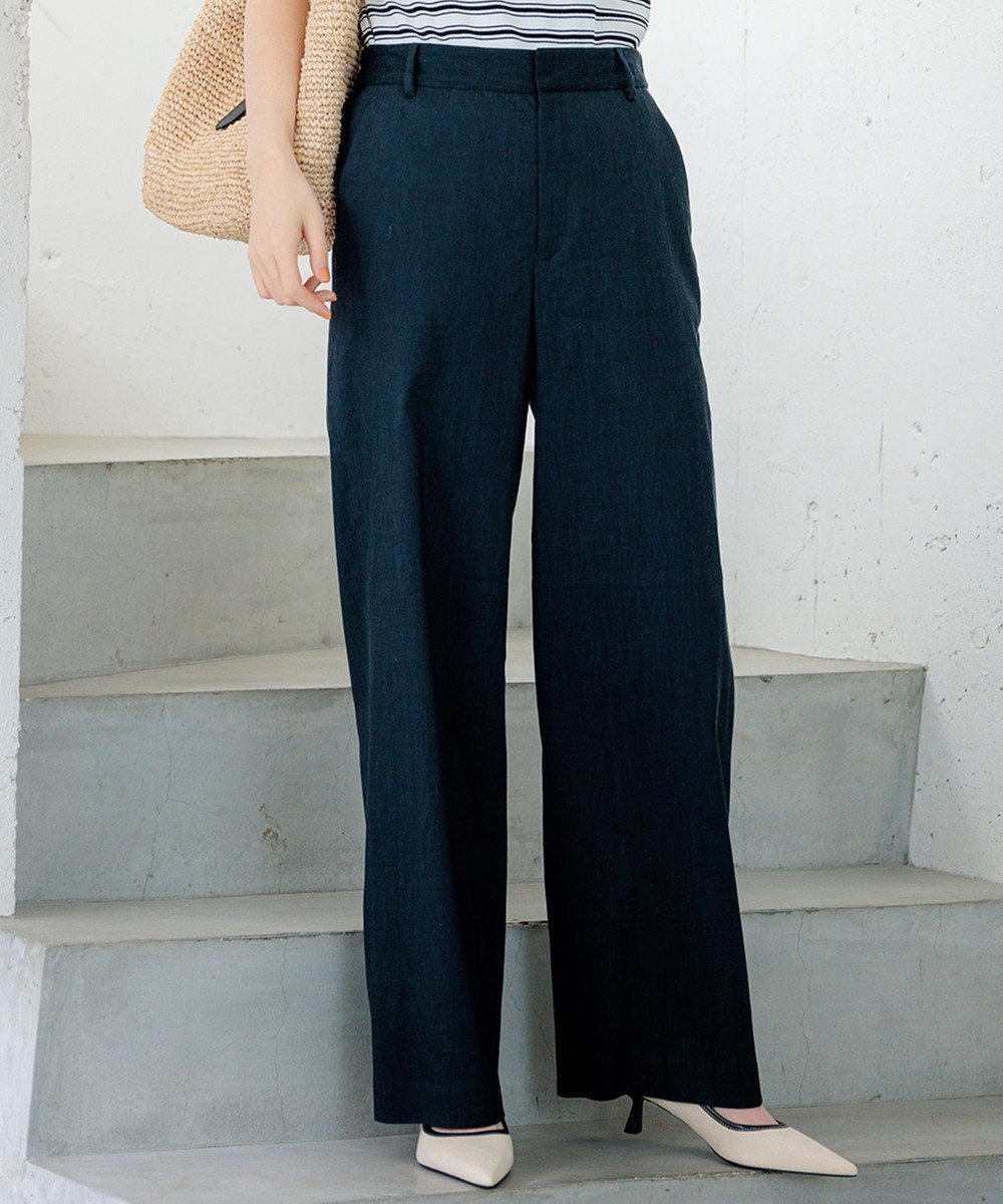 【23区/NIJYUSANKU】の【CLASSY.6月号掲載/洗える】リネンレーヨンストレッチ ワイドパンツ インテリア・キッズ・メンズ・レディースファッション・服の通販 founy(ファニー) 　雑誌掲載アイテム　Magazine Items　ファッション雑誌　Fashion Magazines　クラッシィ　CLASSY.　ファッション　Fashion　レディースファッション　WOMEN　パンツ　Pants　春　Spring　洗える　Washable　ジャケット　Jacket　ストライプ　Stripe　ストレッチ　Stretch　セットアップ　Set Up　雑誌　Magazine　ブルゾン　Blouson　ベーシック　Basic　6月号　June Issue　リネン　Linen　ワイド　Wide　S/S・春夏　Ss・Spring/Summer　夏　Summer　2024年　2024　2024春夏・S/S　Ss,Spring/Summer,2024　ネイビー系|ID: prp329100004524060 ipo3291000000032001775