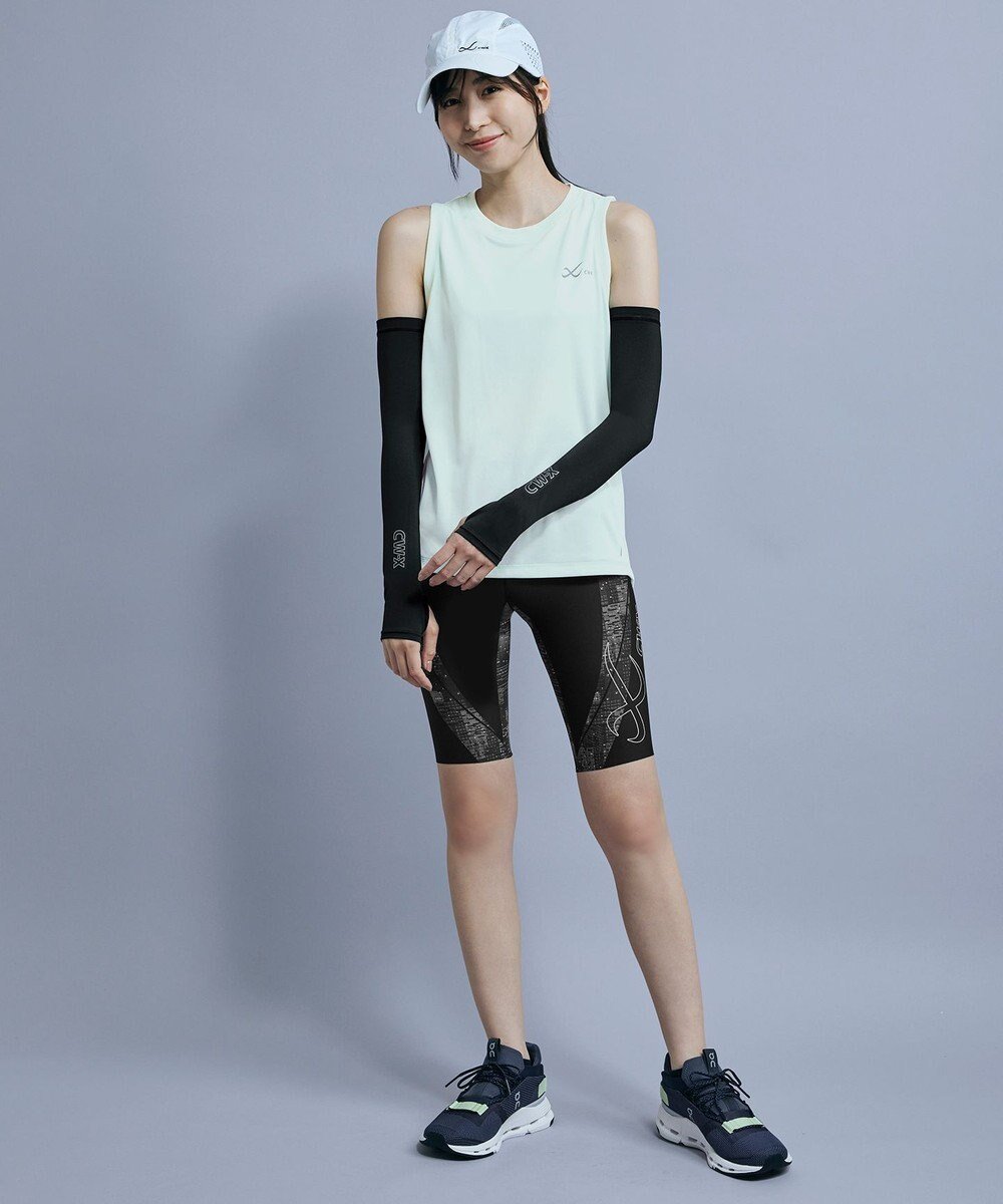 【シーダブリューエックス/CW-X】の【WOMEN】 CW-X トップス 【薄軽ランニングシャツ】 ノースリーブ タンクトップ Uネック 吸汗速乾性(本体) レディース DLY150 /ワコール インテリア・キッズ・メンズ・レディースファッション・服の通販 founy(ファニー) 　ファッション　Fashion　レディースファッション　WOMEN　トップス・カットソー　Tops/Tshirt　キャミソール / ノースリーブ　No Sleeves　シャツ/ブラウス　Shirts/Blouses　タンク　Tank　ノースリーブ　No Sleeve　プリント　Print　ランニング　Running　メロン|ID: prp329100004524072 ipo3291000000032001822