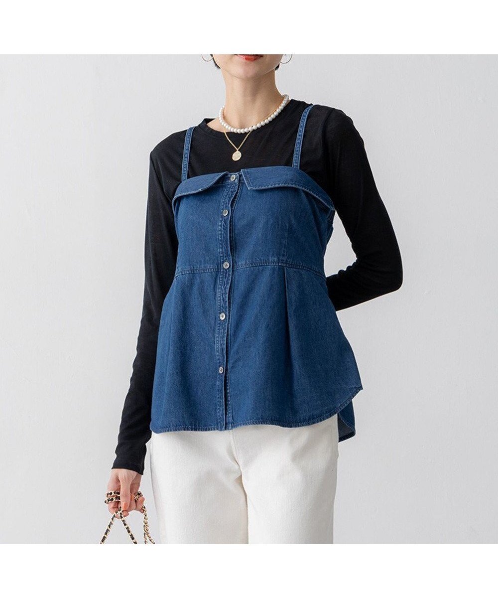 【23区/NIJYUSANKU】の【洗える】ライトダンガリー ビスチェ 人気、トレンドファッション・服の通販 founy(ファニー) 　ファッション　Fashion　レディースファッション　Fashion for Women　トップス・カットソー　Cut & Sew Tops　シャツ・ブラウス・オフィスカジュアル　Elegant Blouses & Button-Ups　ビスチェ　Bustiers & Corset Tops / Layered Bustier Style　インディゴ　Indigo Denim　春　Spring　洗える　Machine Washable　カットソー　Cut and Sewn Top　クロップド　Cropped, Short Length　スリーブ　Sleeve, Long Sleeve / Short Sleeve　セットアップ　Set-Up, Coordinated Outfit　ツイル　Twist, Twisted Detail　デニム　Denim, Jeans Material　ビスチェ　Bustier, Corset Top　フォルム　Silhouette, Form　フレア　Flare, Flared　リボン　Ribbon, Bow　ワイド　Wide, Wide Fit　S/S・春夏　SS, Spring/Summer, Warm Season　夏　Summer　2025年　2025　2025春夏・S/S　Spring/Summer 2025 SS25　 other-1|ID: prp329100004524095 ipo3291000000033384912