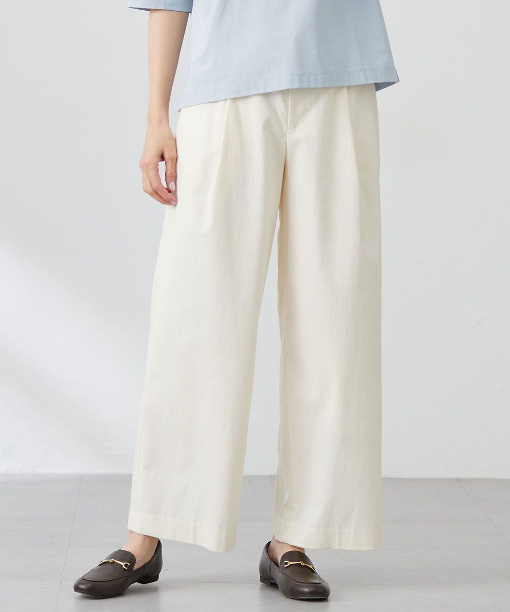 【ジェイ プレス/J.PRESS】の【洗える】セルロースリネンストレッチ タックワイドパンツ インテリア・キッズ・メンズ・レディースファッション・服の通販 founy(ファニー) 　ファッション　Fashion　レディースファッション　Fashion for Women　パンツ　Pants & Trousers　ストレッチ　Stretch, Stretchy Fabric　ストレート　Straight, Straight Cut　フォーマル　Formal, Dressy　フロント　Front, Front Design　ワイド　Wide, Wide Fit　夏　Summer　春　Spring　S/S・春夏　SS, Spring/Summer, Warm Season　洗える　Machine Washable　ホワイト系|ID: prp329100004524097 ipo3291000000032760769