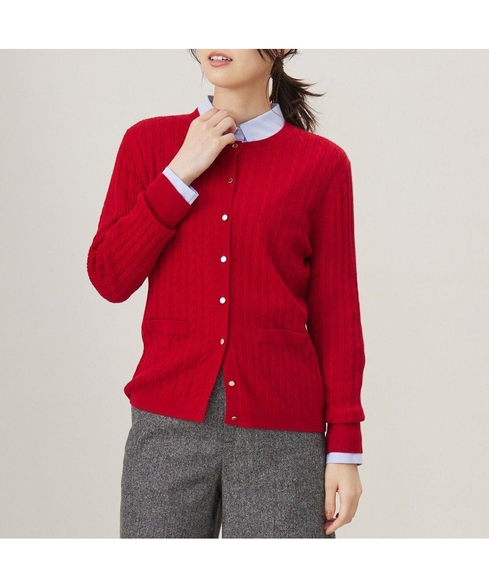 【ジェイ プレス/J.PRESS】の【洗える】KNIT BASIC クルーネック カーディガン インテリア・キッズ・メンズ・レディースファッション・服の通販 founy(ファニー) 　ファッション　Fashion　レディースファッション　Fashion for Women　トップス・カットソー　Cut & Sew Tops　ニット　Knit Tops & Sweaters　カーディガン・羽織り　Layered Style Cardigans　洗える　Machine Washable　カーディガン　Cardigan, Knitwear　トレンド　Trend, Trending Now　A/W・秋冬　Autumn/Winter　おすすめ　Recommended / Our Picks　エレガント 上品　Elegant　レッド系|ID: prp329100004524105 ipo3291000000033676826