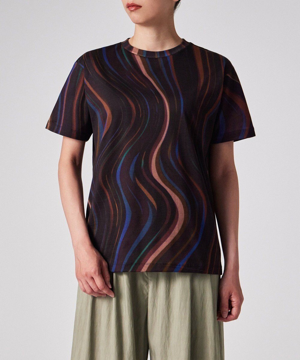 【ポール スミス/Paul Smith】のSwirl オールオーバー 半袖Tシャツ インテリア・キッズ・メンズ・レディースファッション・服の通販 founy(ファニー) 　ファッション　Fashion　レディースファッション　Fashion for Women　トップス・カットソー　Cut & Sew Tops　シャツ・ブラウス・オフィスカジュアル　Elegant Blouses & Button-Ups　ロングTシャツ・Tシャツ　Longline T-Shirts & Tees　カットソー・ベーシックTシャツ　Cut-and-Sewn Tops / Stretch Tees & Basics　カットソー　Cut and Sewn Top　デニム　Denim, Jeans Material　フェミニン　Feminine, Girly　ワーク　Workwear, Utility Style　半袖　Short Sleeve, Half Sleeve　夏　Summer　S/S・春夏　SS, Spring/Summer, Warm Season　A/W・秋冬　Autumn/Winter　ブラック|ID: prp329100004524112 ipo3291000000033336510
