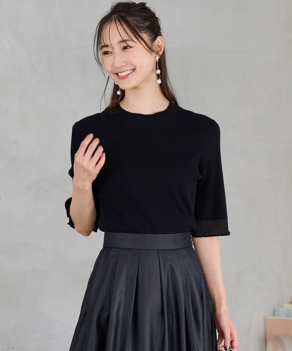 【エニィ スィス/any SiS】の【洗える】シアーディテール ニット インテリア・キッズ・メンズ・レディースファッション・服の通販 founy(ファニー) 　ファッション　Fashion　レディースファッション　WOMEN　トップス・カットソー　Tops/Tshirt　ニット　Knit Tops　シアー　Sheer　シンプル　Simple　ストレッチ　Stretch　セーター　Sweater　フレア　Flare　エレガント 上品　Elegant　再入荷　Restock/Back In Stock/Re Arrival　洗える　Washable　A/W・秋冬　Aw・Autumn/Winter・Fw・Fall-Winter　ブラック|ID: prp329100004524136 ipo3291000000032002083