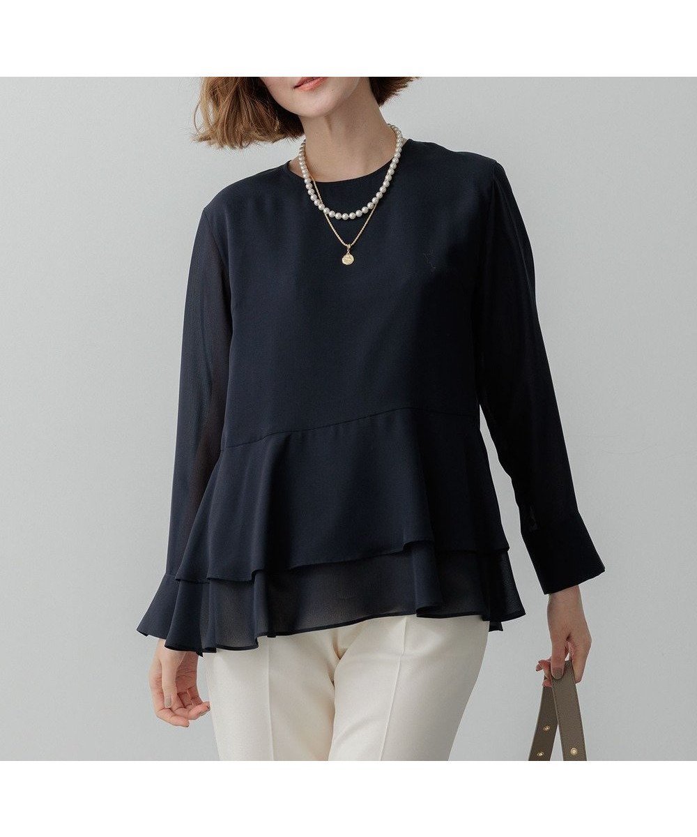 【23区/NIJYUSANKU】の【洗える】テプラマットシフォン ブラウス インテリア・キッズ・メンズ・レディースファッション・服の通販 founy(ファニー) ファッション Fashion レディースファッション Fashion for Women トップス・カットソー Cut & Sew Tops シャツ・ブラウス・オフィスカジュアル Elegant Blouses & Button-Ups ロングTシャツ・Tシャツ Longline T-Shirts & Tees カットソー・ベーシックTシャツ Cut-and-Sewn Tops / Stretch Tees & Basics 春 Spring 洗える Machine Washable カットソー Cut and Sewn Top カフス Cuff Design シフォン Chiffon, Lightweight Fabric ジャケット Jacket, Outerwear ツイード Twill, Twill Weave ティアード Tiered, Tiered Style S/S・春夏 SS, Spring/Summer, Warm Season おすすめ Recommended / Our Picks 夏 Summer エレガント 上品 Elegant セレモニー Ceremony 入学式 Entrance Ceremony ビジネス 仕事 通勤 Business / Work / Commuting ネイビー系|ID: prp329100004524143 ipo3291000000033583910