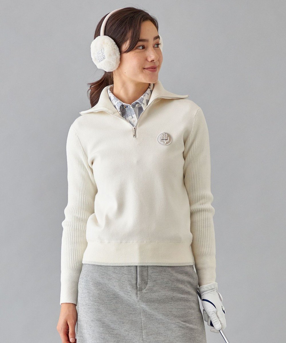 【23区 ゴルフ/NIJYUSANKU GOLF】の【WOMEN】ストレッチモールハーフジップ ニット インテリア・キッズ・メンズ・レディースファッション・服の通販 founy(ファニー) 　ファッション　Fashion　レディースファッション　WOMEN　トップス・カットソー　Tops/Tshirt　ニット　Knit Tops　ゴルフ　Golf　インナー　Inner　シンプル　Simple　ジップ　Zip　ストレッチ　Stretch　スポーティ　Sporty　セーター　Sweater　トレンド　Trend　ベスト　Vest　A/W・秋冬　Aw・Autumn/Winter・Fw・Fall-Winter　ホワイト系|ID: prp329100004524146 ipo3291000000032002117