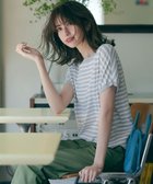 【23区/NIJYUSANKU】の【洗える/好評につき新色追加】レーヨンポリエステルストレッチ プルオーバー ニット ライトグレー×オフボーダー|ID: prp329100004524205 ipo3291000000032002351