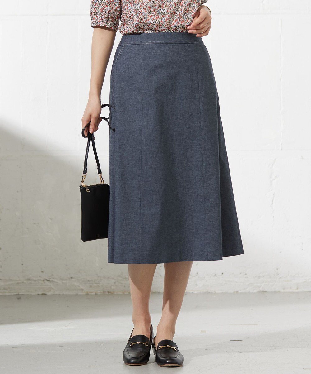 【ジェイ プレス/J.PRESS】の【洗える】麻ポリエステルストレッチ スカート インテリア・キッズ・メンズ・レディースファッション・服の通販 founy(ファニー) ファッション Fashion レディースファッション Fashion for Women スカート Skirts ウォッシャブル Machine Washable 春 Spring 洗える Machine Washable シャンブレー Chambray, Denim-Like Fabric シンプル Simple, Minimal ストレッチ Stretch, Stretchy Fabric 定番 Standard, Basic Item フェミニン Feminine, Girly フレアースカート Flared Skirt, A-Line Skirt ポケット Pocket, Pocket Detail リラックス Relax, Relaxed Fit S/S・春夏 SS, Spring/Summer, Warm Season 夏 Summer ネイビーシャンブレー系|ID: prp329100004524295 ipo3291000000034253304