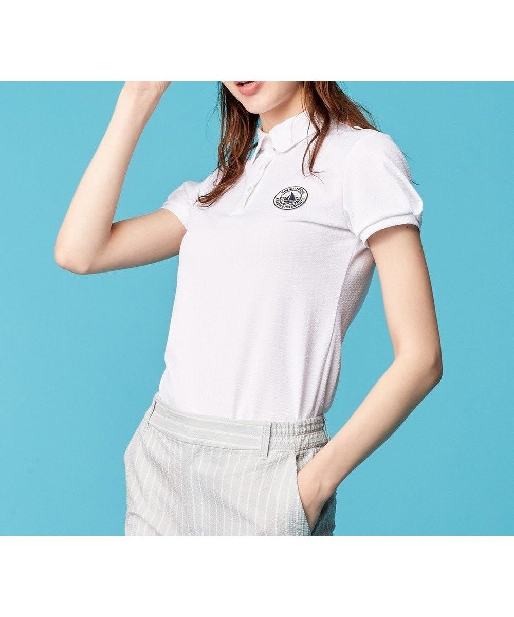 【23区 ゴルフ/NIJYUSANKU GOLF】の【WOMEN】【UVケア】ストレッチタックジャガード 半袖シャツ 通気性に優れて涼やか! インテリア・キッズ・メンズ・レディースファッション・服の通販 founy(ファニー) 　ファッション　Fashion　レディースファッション　WOMEN　トップス・カットソー　Tops/Tshirt　シャツ/ブラウス　Shirts/Blouses　ポロシャツ　Polo Shirts　ポロシャツ　Polo Shirt　モチーフ　Motif　半袖　Short Sleeve　夏　Summer　春　Spring　S/S・春夏　Ss・Spring/Summer　ホワイト系|ID: prp329100004524354 ipo3291000000032002875