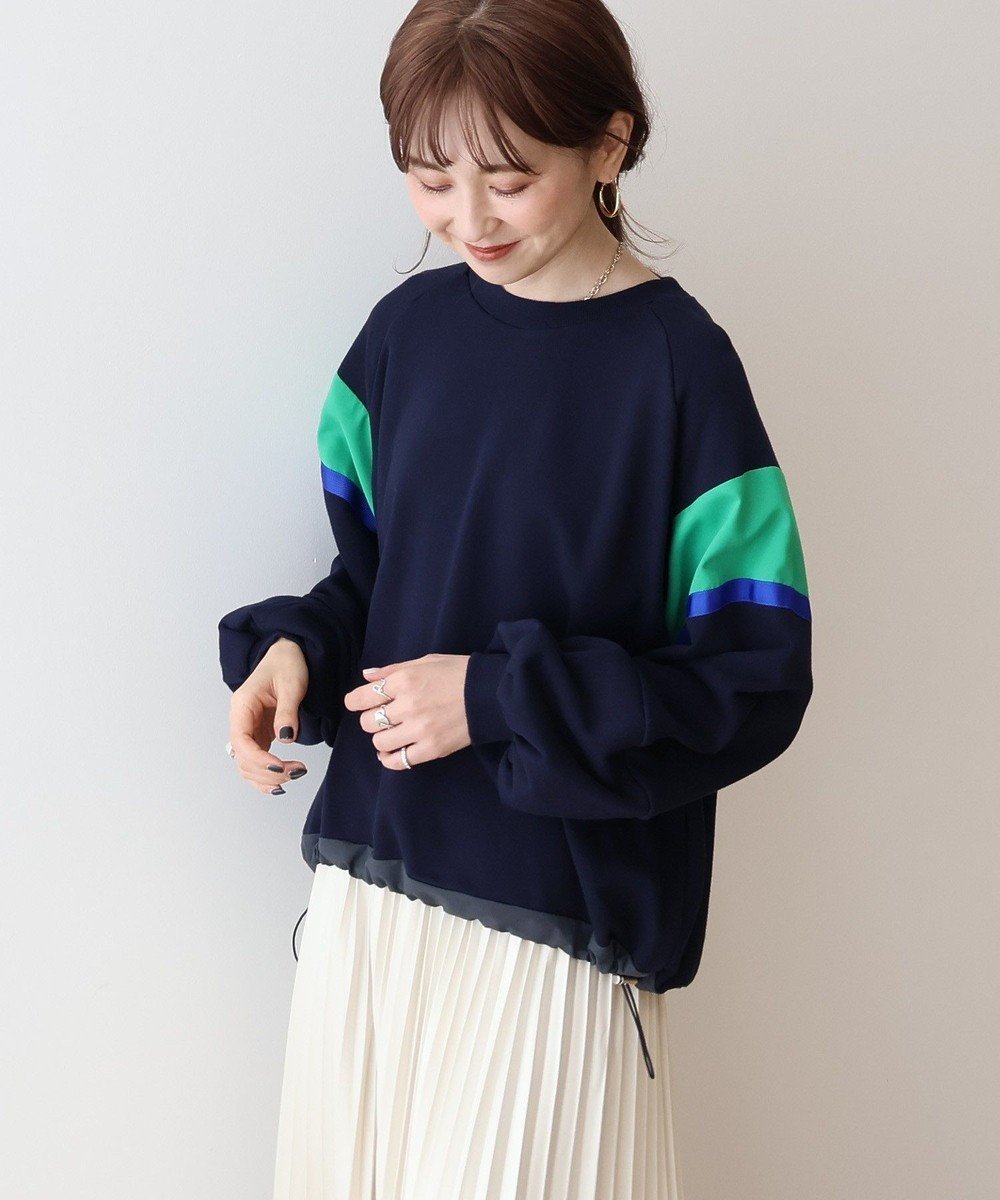 【アメリカンホリック/AMERICAN HOLIC】の異素材ドロストラインスウェット インテリア・キッズ・メンズ・レディースファッション・服の通販 founy(ファニー) 　ファッション　Fashion　レディースファッション　WOMEN　トップス・カットソー　Tops/Tshirt　パーカ　Sweats　スウェット　Sweat　ジョーゼット　Georgette　スウェット　Sweat　夏　Summer　春　Spring　S/S・春夏　Ss・Spring/Summer　Navy|ID: prp329100004524358 ipo3291000000032002905