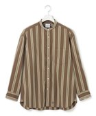 【ジェイプレスヨークストリート/J.PRESS YORK STREET】の【UNISEX】ストライプ バンドカラーシャツ ブラウン系2|ID: prp329100004524400 ipo3291000000033529296