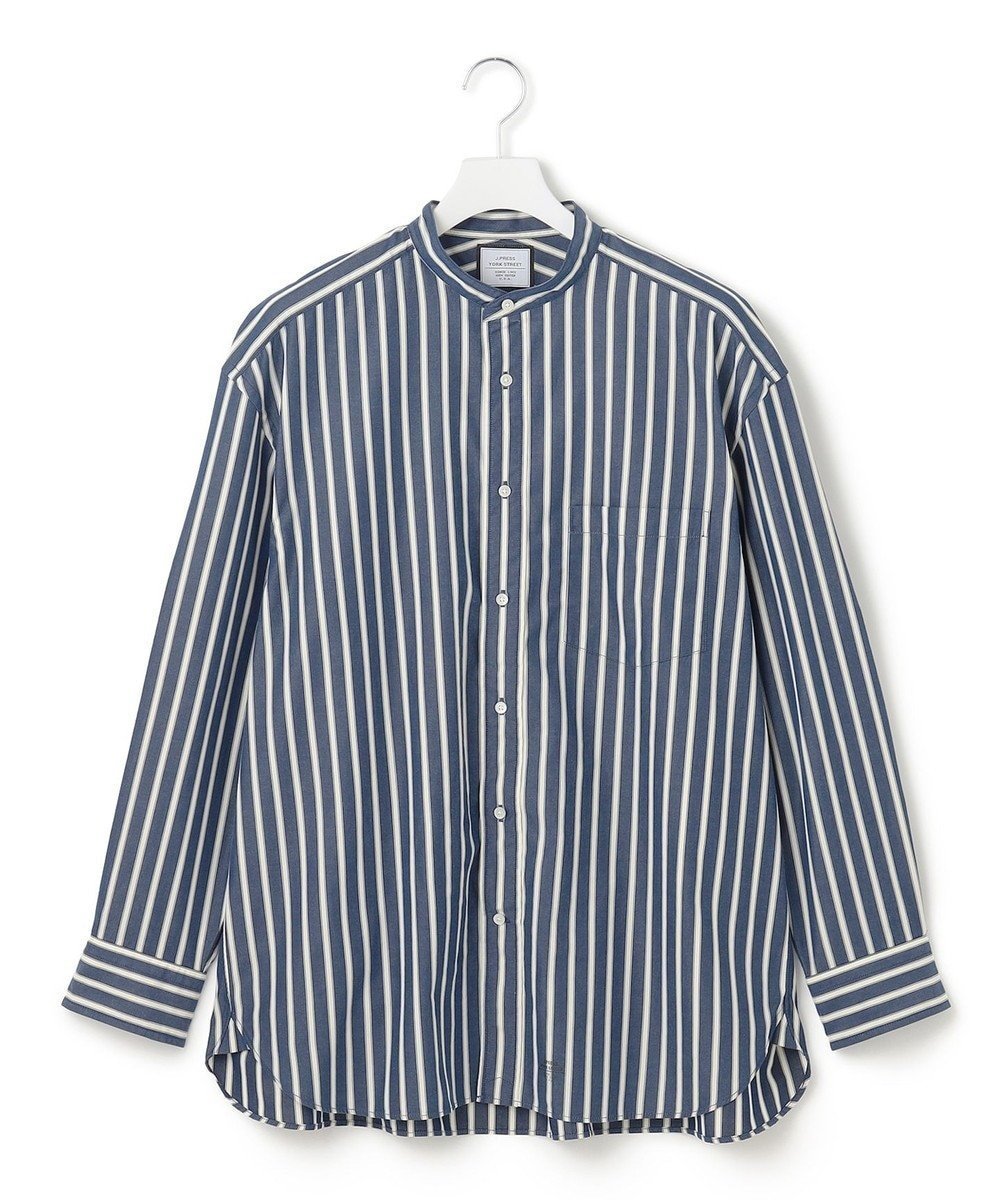 【ジェイプレスヨークストリート/J.PRESS YORK STREET】の【UNISEX】ストライプ バンドカラーシャツ インテリア・キッズ・メンズ・レディースファッション・服の通販 founy(ファニー)  ファッション Fashion レディースファッション Fashion for Women トップス・カットソー Cut & Sew Tops シャツ・ブラウス・オフィスカジュアル Elegant Blouses & Button-Ups ユニセックス Unisex, Genderless おすすめ Recommended / Our Picks インナー Innerwear ストライプ Stripe, Striped Pattern A/W・秋冬 Autumn/Winter ネイビー系1|ID: prp329100004524400 ipo3291000000033661580