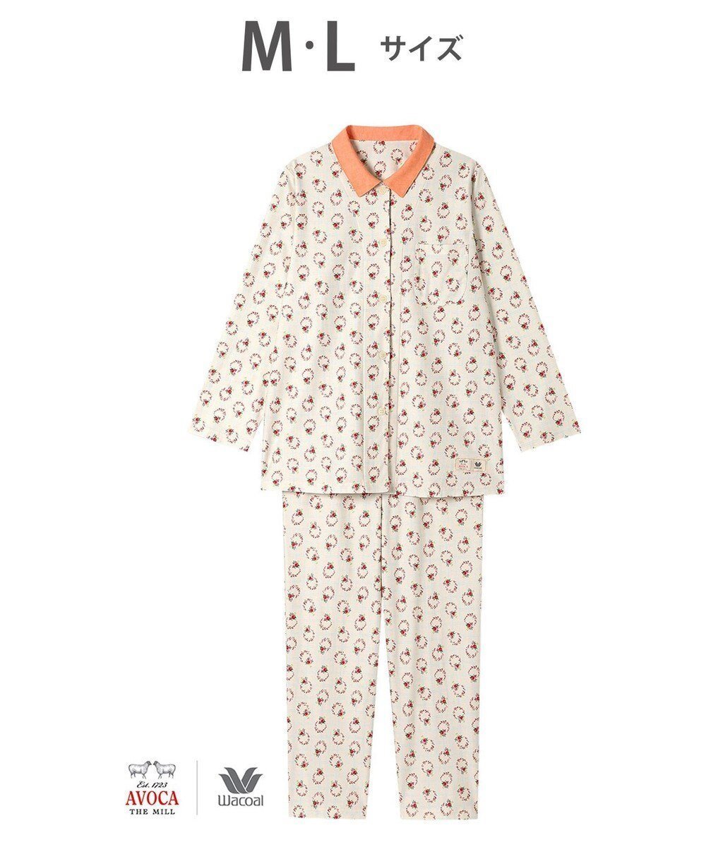 【ワコール/WACOAL】のパジャマ 【AVOCA×ワコール】 長袖 長ズボン 綿100%(本体) レディース BDX740 /ワコール インテリア・キッズ・メンズ・レディースファッション・服の通販 founy(ファニー) 　ファッション　Fashion　レディースファッション　WOMEN　トップス・カットソー　Tops/Tshirt　ダンガリー　Dungarees　チェック　Check　長袖　Long Sleeve　パジャマ　Pajamas　プリント　Print　ボトム　Bottom　お家時間・ステイホーム　Home Time/Stay Home　アイボリー|ID: prp329100004524554 ipo3291000000032003679