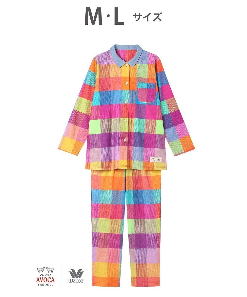 【ワコール/WACOAL】のパジャマ 【AVOCA×ワコール】 長袖 長ズボン 綿100%(本体) レディース BDX740 /ワコール インテリア・キッズ・メンズ・レディースファッション・服の通販 founy(ファニー) 　ファッション　Fashion　レディースファッション　WOMEN　トップス・カットソー　Tops/Tshirt　ダンガリー　Dungarees　チェック　Check　長袖　Long Sleeve　パジャマ　Pajamas　プリント　Print　ボトム　Bottom　お家時間・ステイホーム　Home Time/Stay Home　ピンク|ID: prp329100004524554 ipo3291000000032003685