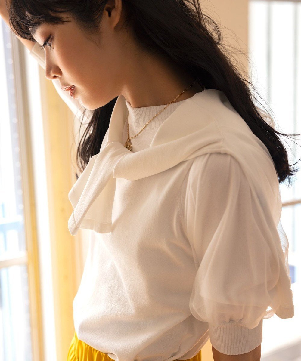 【組曲/KUMIKYOKU】の【WEB限定】バックチュールツイン セット インテリア・キッズ・メンズ・レディースファッション・服の通販 founy(ファニー) 　ファッション　Fashion　レディースファッション　Ladies' Fashion Online　トップス・カットソー　Tops/Tshirt　アンサンブル　Knit Ensemble　アンサンブル　Ensemble　インナー　Inner　春　Spring　カーディガン　Cardigan　コンパクト　Compact　シンプル　Simple　ジャケット　Jacket　ストレッチ　Stretch　チュール　Tulle　ドッキング　Docking　ドレス　Dress　パール　Pearl　S/S・春夏　Ss・Spring/Summer　夏　Summer　エレガント 上品　Elegant　アイボリー系|ID: prp329100004524580 ipo3291000000032514445
