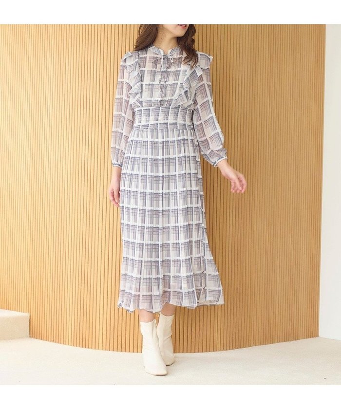 【フェルゥ/Feroux】の【洗える】プリーツ ワンピース インテリア・キッズ・メンズ・レディースファッション・服の通販 founy(ファニー) https://founy.com/ ファッション Fashion レディースファッション Fashion for Women ワンピース Dresses オケージョン Occasion Wear シアー Sheer, See-Through シャーリング Shirring, Ruched チェック Check, Plaid, Tartan トレンド Trend, Trending Now フェミニン Feminine, Girly フリル Frill, Ruffle プリント Print, Printed Pattern プリーツ Pleats, Pleated リボン Ribbon, Bow 洗える Machine Washable 無地 Plain, Solid Color A/W・秋冬 Autumn/Winter |ID: prp329100004524804 ipo3291000000032665455