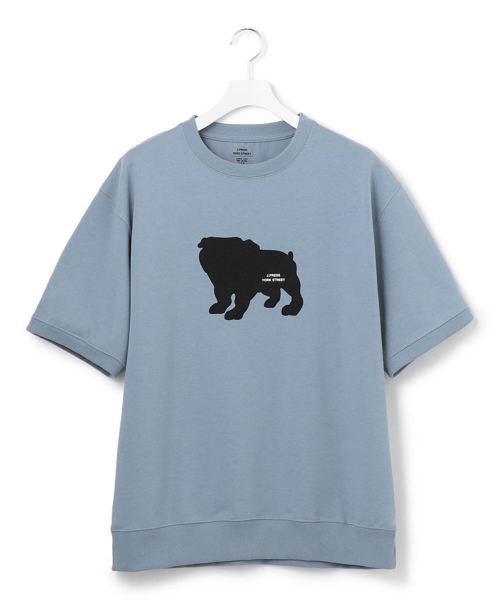 【ジェイプレスヨークストリート/J.PRESS YORK STREET】の【UNISEX】ブルドックプリントリブ Tシャツ インテリア・キッズ・メンズ・レディースファッション・服の通販 founy(ファニー) 　ファッション　Fashion　レディースファッション　WOMEN　トップス・カットソー　Tops/Tshirt　シャツ/ブラウス　Shirts/Blouses　ロング / Tシャツ　T-Shirts　カットソー　Cut and Sewn　ユニセックス　Unisex　カットソー　Cut And Sew　プリント　Print　夏　Summer　春　Spring　S/S・春夏　Ss・Spring/Summer　ダルブルー系|ID: prp329100004524840 ipo3291000000032004818