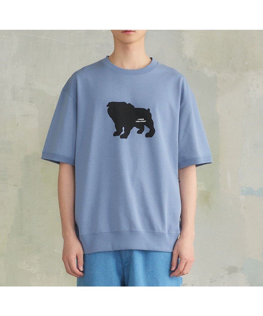 【ジェイプレスヨークストリート/J.PRESS YORK STREET】の【UNISEX】ブルドックプリントリブ Tシャツ インテリア・キッズ・メンズ・レディースファッション・服の通販 founy(ファニー) 　ファッション　Fashion　レディースファッション　Ladies' Fashion Online　トップス・カットソー　Tops/Tshirt　シャツ/ブラウス　Shirts/Blouses　ロング / Tシャツ　T-Shirts　カットソー　Cut and Sewn　ユニセックス　Unisex　カットソー　Cut And Sew　プリント　Print　夏　Summer　春　Spring　S/S・春夏　Ss・Spring/Summer　ダルブルー系|ID: prp329100004524840 ipo3291000000032685907