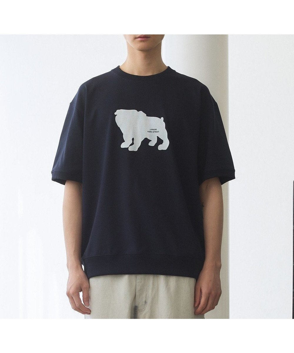 【ジェイプレスヨークストリート/J.PRESS YORK STREET】の【UNISEX】ブルドックプリントリブ Tシャツ インテリア・キッズ・メンズ・レディースファッション・服の通販 founy(ファニー) 　ファッション　Fashion　レディースファッション　Ladies' Fashion Online　トップス・カットソー　Tops/Tshirt　シャツ/ブラウス　Shirts/Blouses　ロング / Tシャツ　T-Shirts　カットソー　Cut and Sewn　ユニセックス　Unisex　カットソー　Cut And Sew　プリント　Print　夏　Summer　春　Spring　S/S・春夏　Ss・Spring/Summer　ネイビー系|ID: prp329100004524840 ipo3291000000032685908