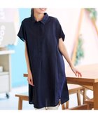 【ティアクラッセ/Tiaclasse】の【洗える】フレンチスリーブリネンチュニックシャツ ネイビー|ID: prp329100004524942 ipo3291000000032005339