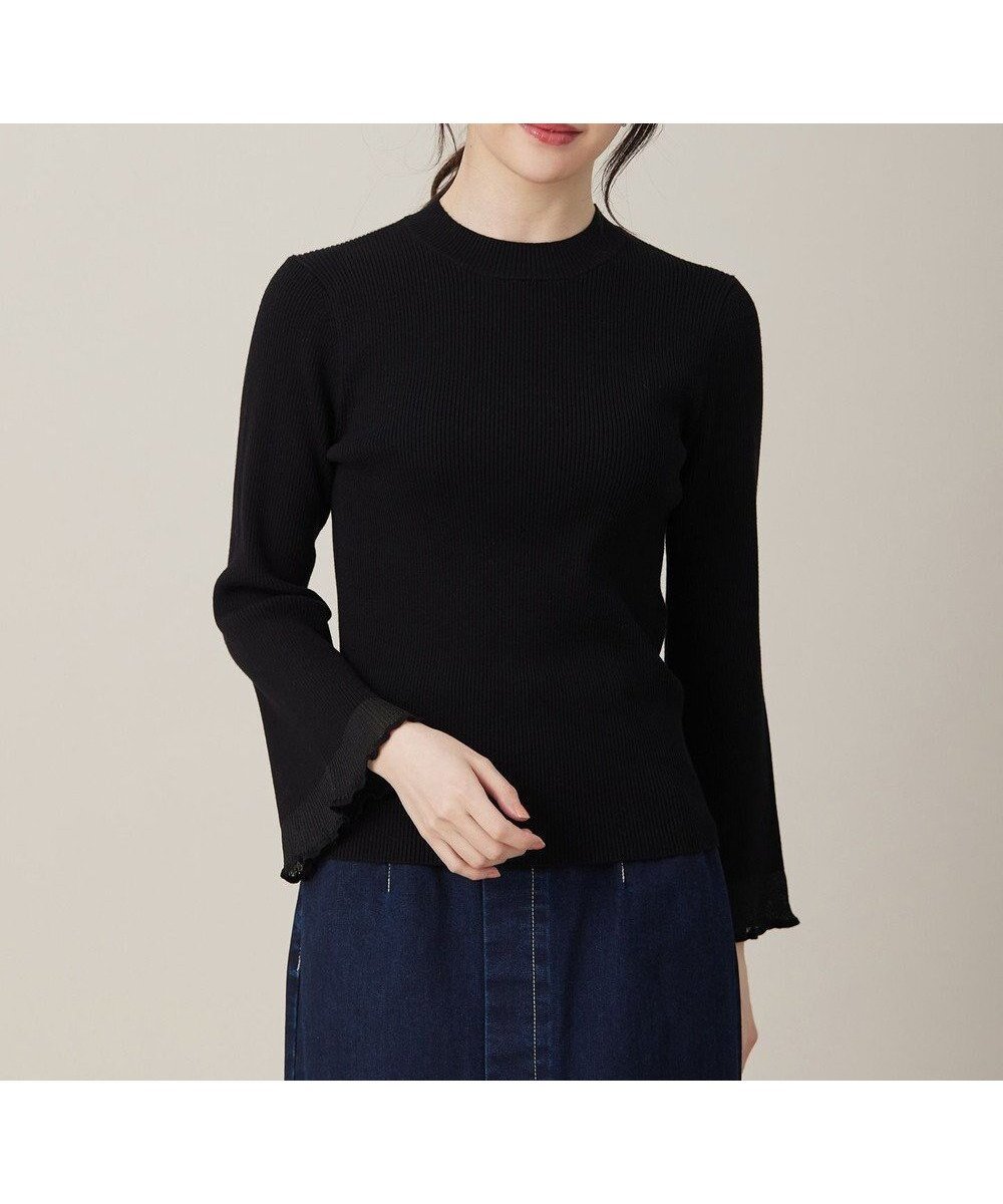 【エニィ スィス/any SiS】の【洗える】シアーディテール ニット インテリア・キッズ・メンズ・レディースファッション・服の通販 founy(ファニー) 　ファッション　Fashion　レディースファッション　WOMEN　トップス・カットソー　Tops/Tshirt　ニット　Knit Tops　インナー　Inner　シアー　Sheer　ストレッチ　Stretch　スリーブ　Sleeve　セーター　Sweater　トレンド　Trend　フレア　Flare　リブニット　Rib Knit　エレガント 上品　Elegant　NEW・新作・新着・新入荷　New Arrivals　洗える　Washable　A/W・秋冬　Aw・Autumn/Winter・Fw・Fall-Winter　ブラック|ID: prp329100004524999 ipo3291000000032005576